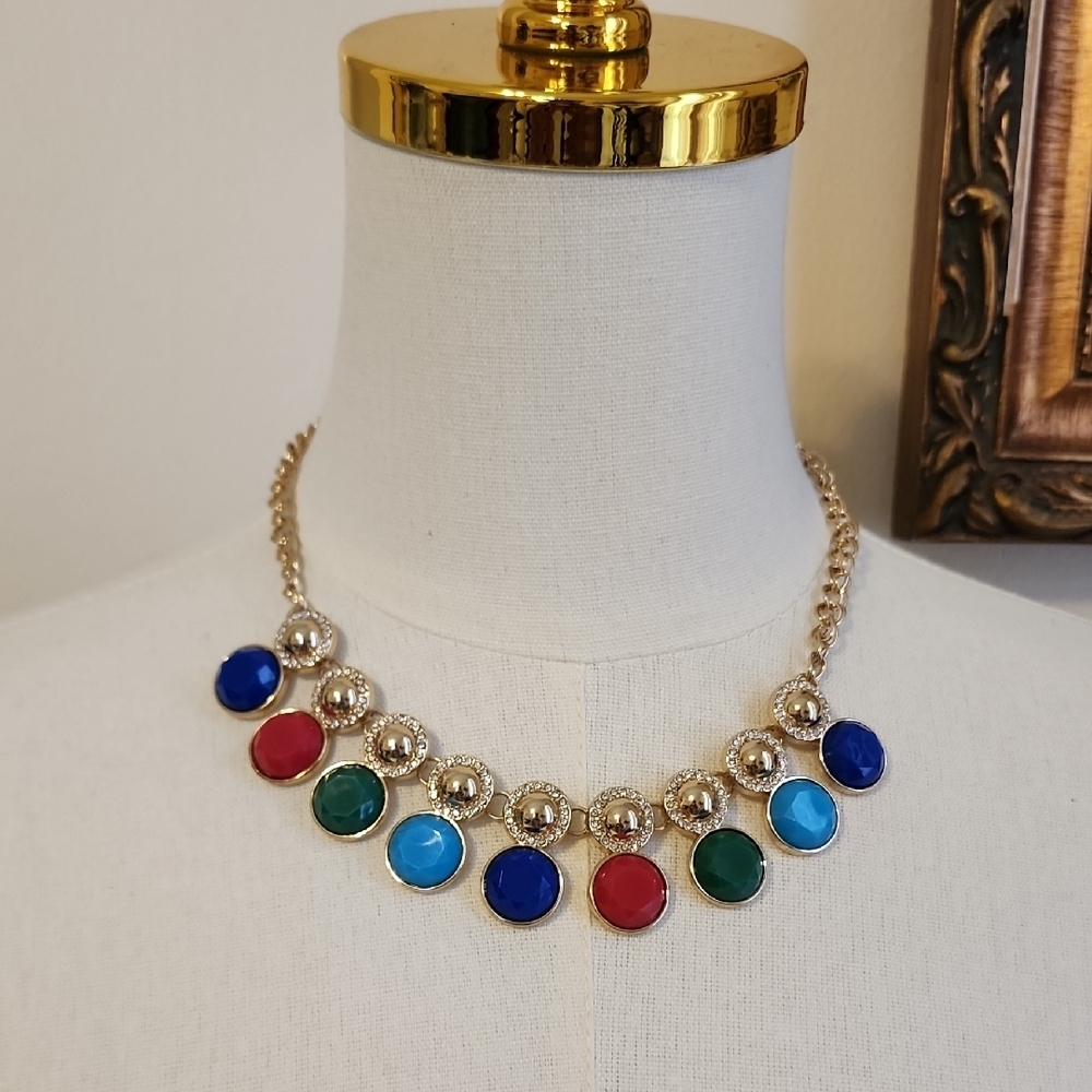 Multicolor Gem Disc Statement Necklace Charter Club